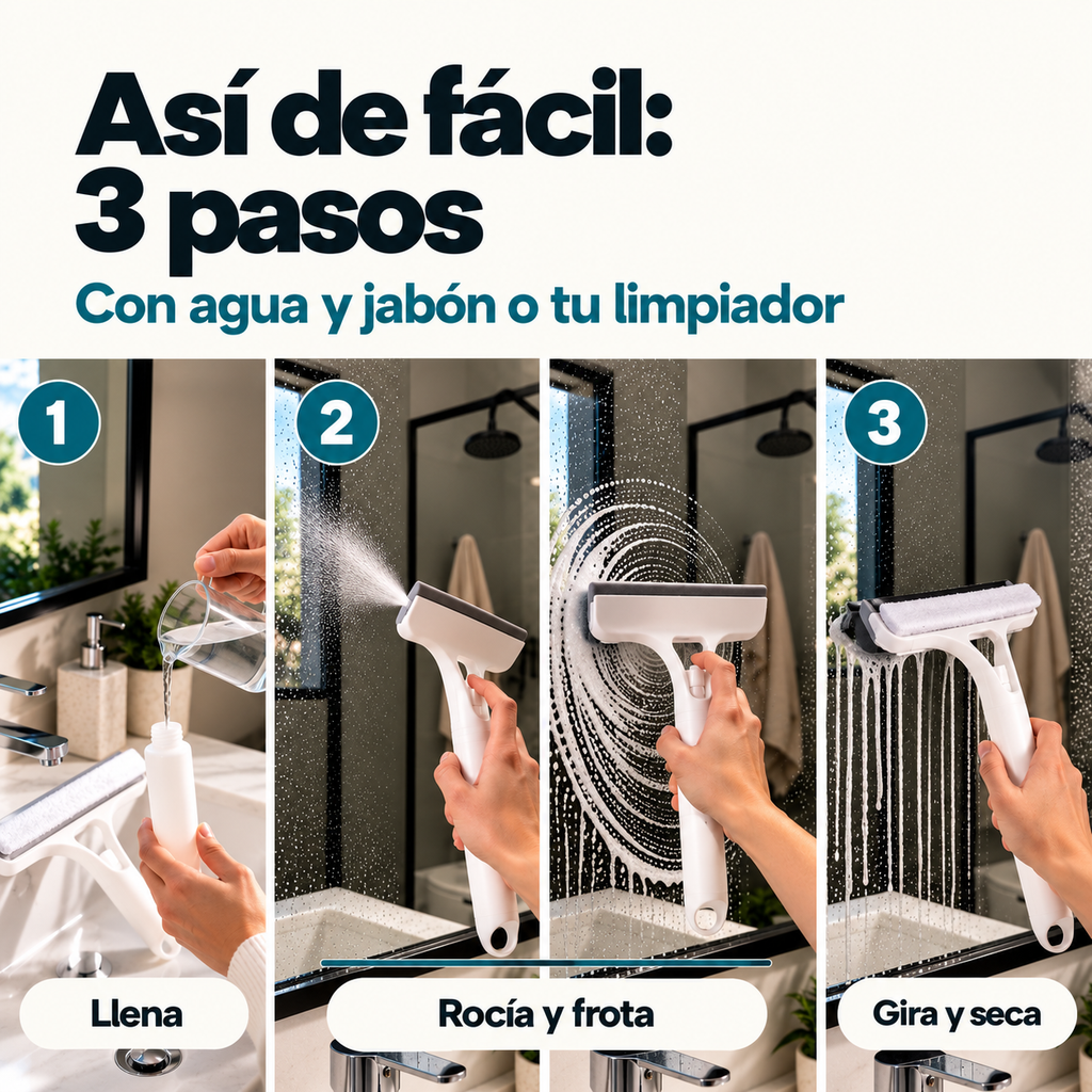 Una Pasada · Limpiacristales 3 en 1 para espejos, mampara, ventanas y coche