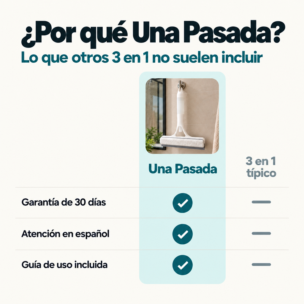 Una Pasada · Limpiacristales 3 en 1 para espejos, mampara, ventanas y coche